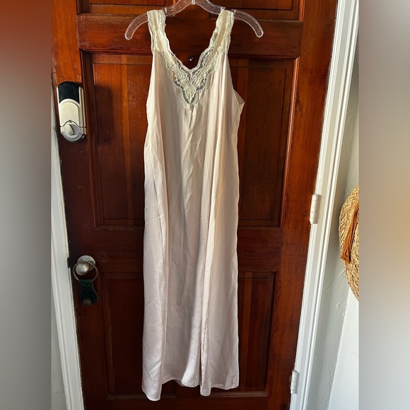Vintage Alice Maloof Satin Nightgown Slip Dress – Pink Lace Trim Lingerie Medium - Picture 8 of 11